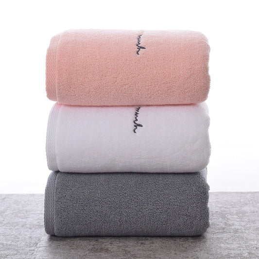 KTX-044499 Soft Cotton Couples Bath Towel - 150x70cm in Elegant Gray, Warm Pink, Pure White