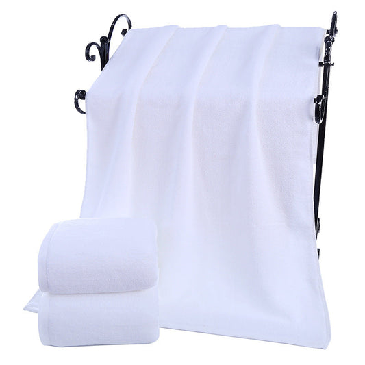 KTX-045651 Thick Cotton Bath Towel for Adults - Water-Absorbing, White, Soft and Durable