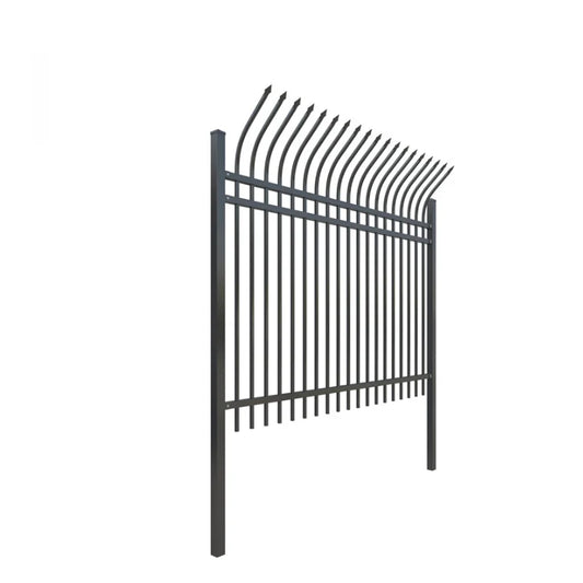 KTX-071443 Corten Steel Anti-Climb Decorative Fence - Outdoor Wrought Iron Guardrail with Black Powder Coating
