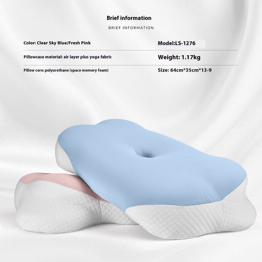 KTX-087699 Slow Rebound Cloud Memory Foam Pillow - Light Blue and Lavender Purple, 64x35x13cm