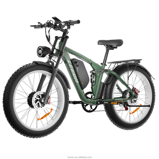 KTX-104403 52V Dual Motor 2000W Full Suspension Electric Mountain Bike with 7-Speed Gears and Hydraulic Brakes