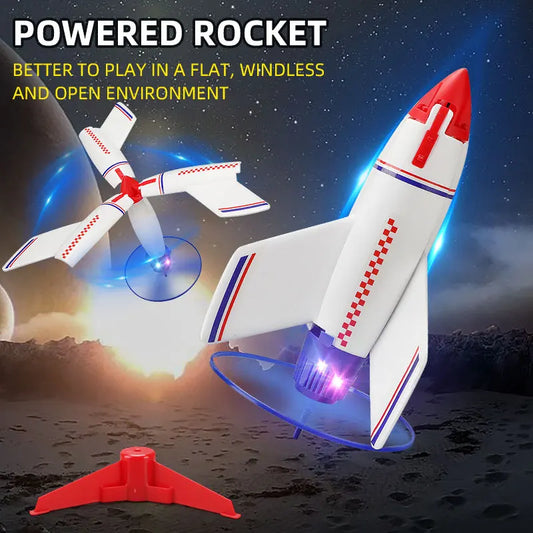 KTX-135571 Electric Motorized Rocket Launcher Toy for Kids - Mini EVA Foam Flying Space Rocket, Ages 3+