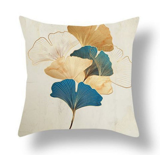 KTX-140755 Ginkgo Leaf Print Short Plush Velvet Pillowcase, 45x45cm