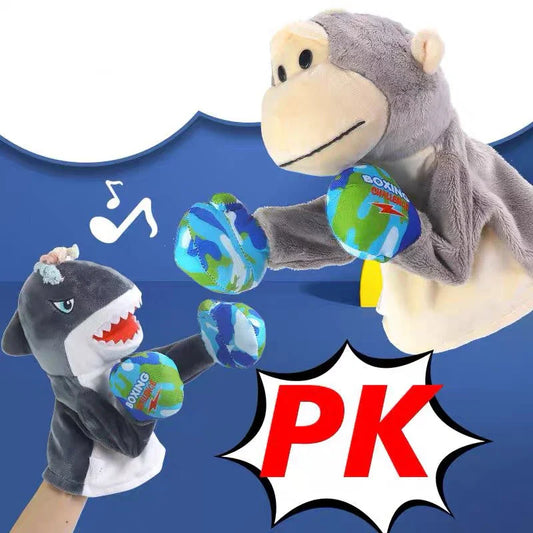 KTX-201107 Interactive Electric Plush Boxing Animal Puppet - Shark & Monkey - Fun for Kids and Family Play