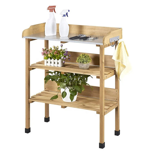 KTX-202515 Wooden Potting Table for Garden Outdoor Decoration