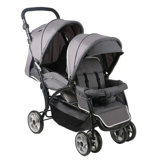 KTX-240723 Lightweight Foldable Double Seat Baby Stroller for 0-3 Years, 3-in-1 High Landscape Design