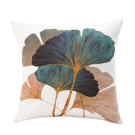 KTX-271827 Stylish Short Plush Ginkgo Leaf Pillow Cover - Modern Simplicity Design 45x45cm