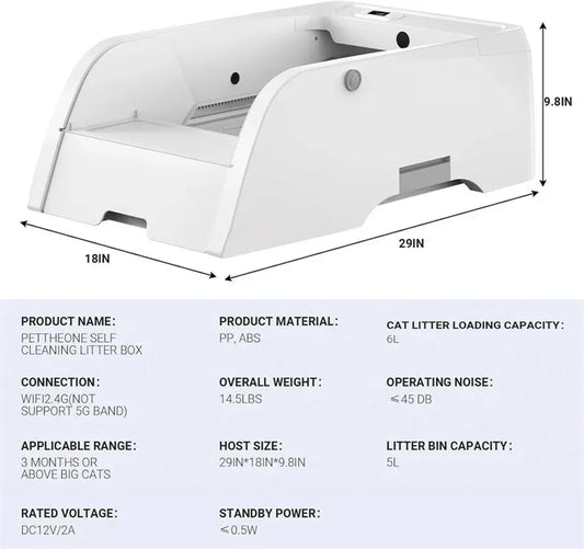KTX-298771 Automatic Self-Cleaning Cat Litter Box with 6L Capacity – Easy Maintenance Smart Toilet