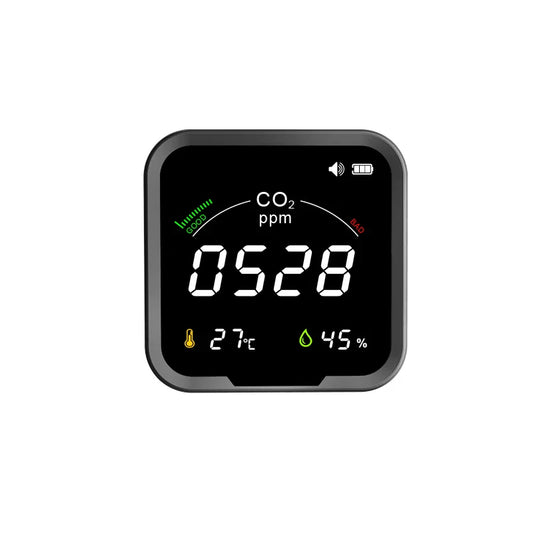 KTX-307411 NDIR CO2 Meter with Temperature and Humidity Display, Model PTH-9C, Desktop Air Quality Monitor