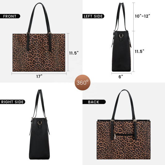 KTX-311059 Large Capacity PU Leather Laptop Tote Bag for 15.6-Inch Computers - Stylish Women's Shoulder Briefcase