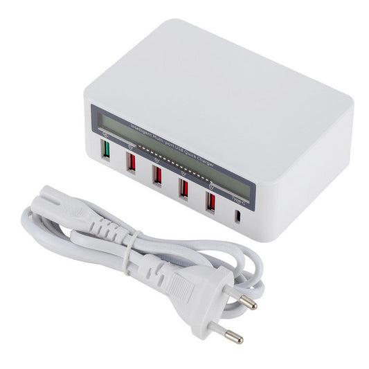 KTX-330835 Multi-Port USB Charger with Smart LCD Display and QC3.0 Fast Charging - Type-C Compatible