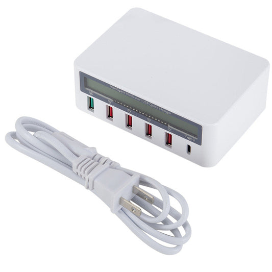 KTX-330835 Multi-Port USB Charger with Smart LCD Display and QC3.0 Fast Charging - Type-C Compatible