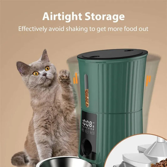 KTX-380115 4L Smart Automatic Pet Feeder with Dual Power, Voice Recorder, and Timed Dispensing for Small Animals