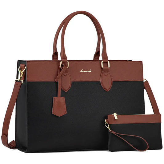 KTX-393555 Stylish 15.6 Inch Laptop Tote Bag for Women – Waterproof Leather Briefcase for Office and Work