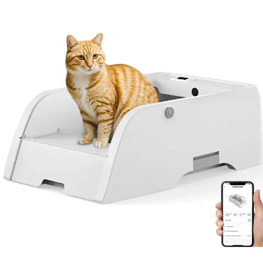 KTX-429843 Smart Self-Cleaning Cat Litter Box with APP Control and Included Poop Bags