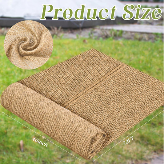 KTX-450835 Natural Jute Burlap Roll 40 x 72 Inches for Garden Tree Wrap and Plant Protection