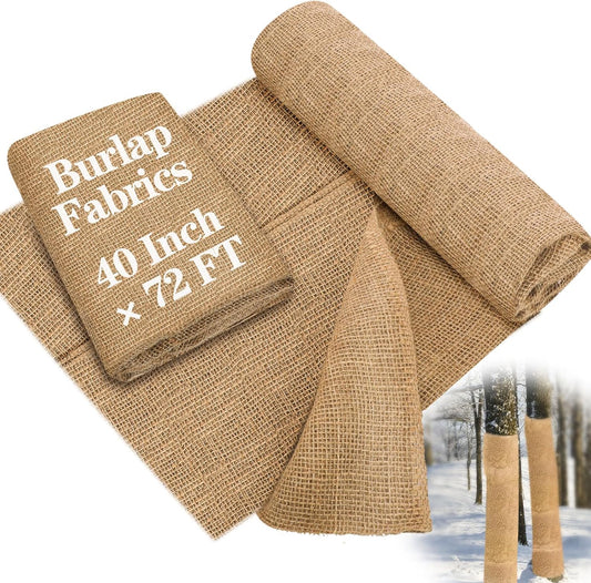 KTX-450835 Natural Jute Burlap Roll 40 x 72 Inches for Garden Tree Wrap and Plant Protection