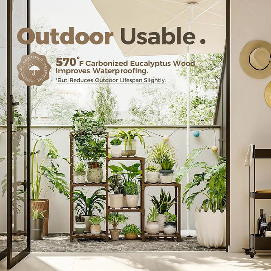 KTX-464659 Customizable Vertical Multi-Layer Wooden Flower Pot Stand