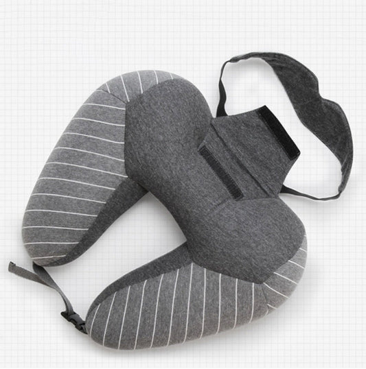 KTX-470739 U-Shaped Travel Neck Pillow with Foam Particles for Cervical Support and Lumbar Comfort