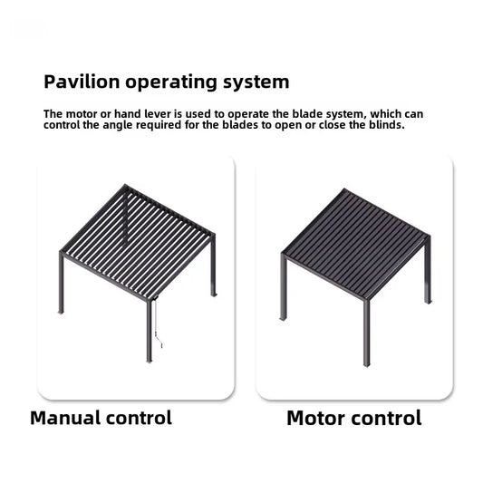 KTX-530195 Aluminium Motorized Outdoor Pergola with Adjustable Louvers for Sun and Rain Protection
