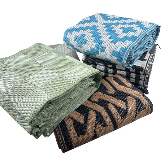 KTX-546003 Hand Woven Recycled Plastic Flat Weave Outdoor Rug - Large Polypropylene Floor Mat