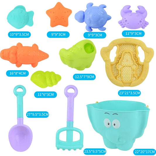 KTX-561555 Hippo-Shaped Bucket Sand Toys Set for Kids - Colorful Beach Storage for Outdoor Play