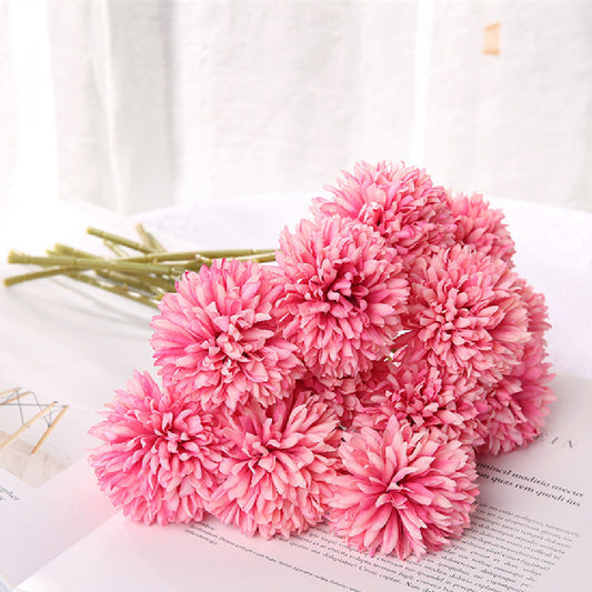 KTX-658387 Dandelion and Chrysanthemum Silk Flower Bouquet for Home Decor and Photography Props