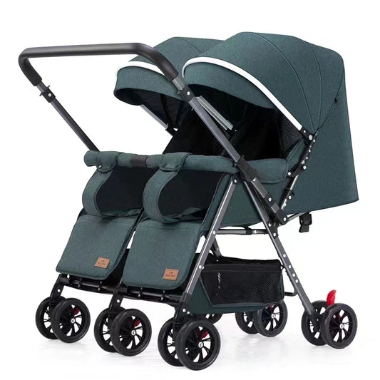 KTX-797779 Luxury Twin Baby Stroller with Be-Directional Foldable Design for Two Children