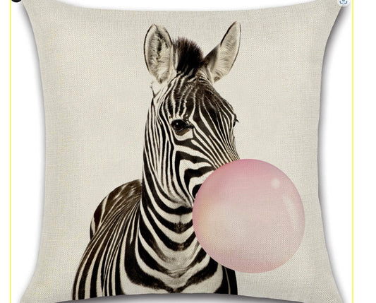 KTX-809619 Animal-Themed Linen Cushion Cover for Living Room, 45x45cm, Single-Sided Print