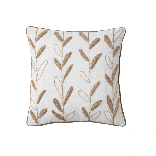 KTX-825555 American Country Style Flower and Plant Embroidered Pillowcase with Fur Balls - 45x45cm