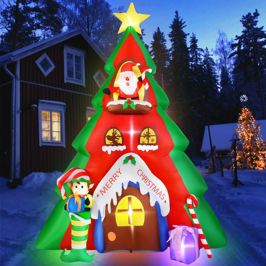 KTX-844051 10FT Inflatable Christmas Tree with Santa Claus for Indoor & Outdoor Holiday Decoration