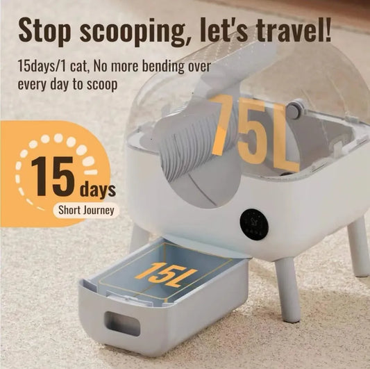KTX-855827 Extra Large Intelligent Self-Cleaning Litter Box with App Control for Multiple Cats