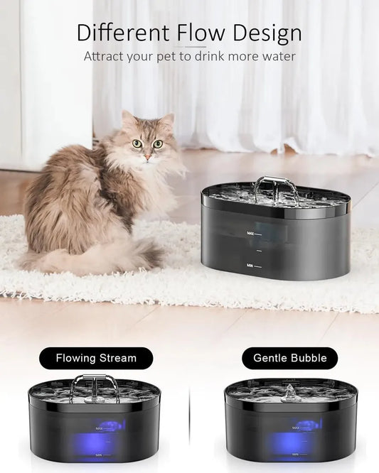 KTX-889747 Transparent 2L Automatic Pet Water Fountain for Cats and Small Dogs