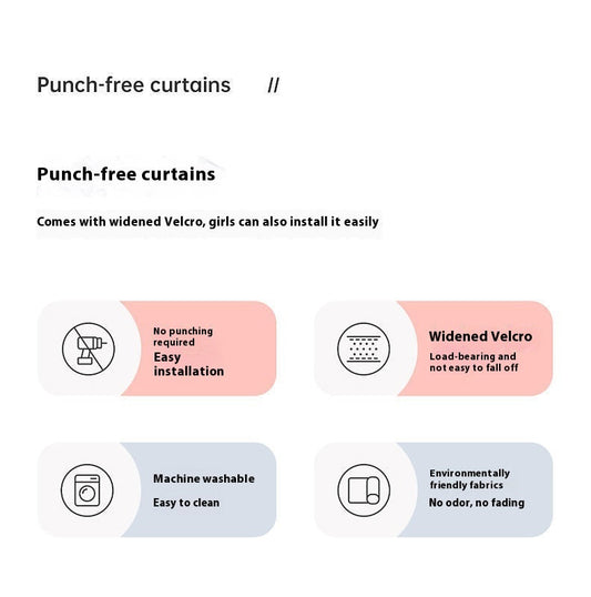 KTX-907795 Simple Velcro Curtain for Bedroom and Dorm - Breathable, Sunscreen, Dustproof, 70x100cm