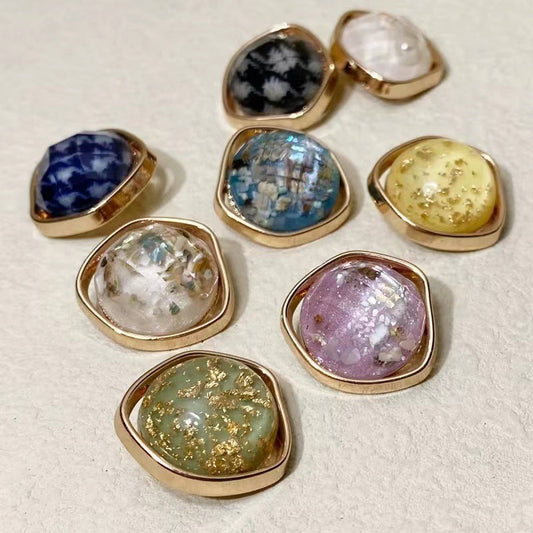 KTX-910227 Gold Irregular Natural Shell Alloy Buttons for Jackets, Coats, and Knitwear