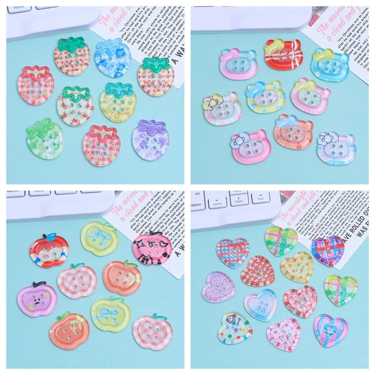 KTX-942995 Handmade Cartoon Transparent Buttons in Various Fun Designs - DIY Resin Accessories
