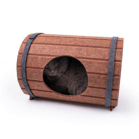 Assembled Wine Barrel Pet Bed Felt Board Cat Nest
