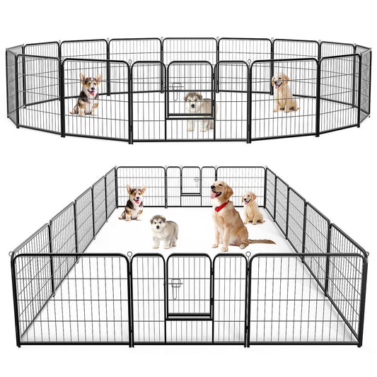 Dog Playpen Indoor Fence Height Metal Exercise Pen With Door Small Puppy-Medium-Large Dogs Animal Pet For Outdoor, Garden, Yard