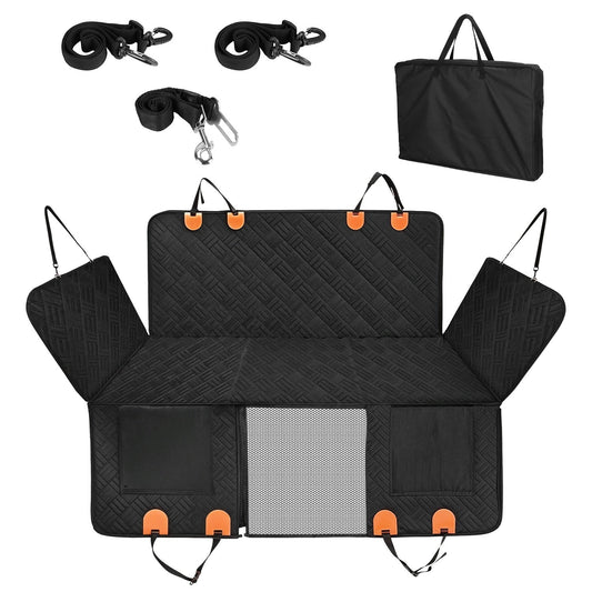 1Pc Dog Car Seat Cover For Back Seat Waterproof Oxford Cloth Seat Cover Hammock Non-Slip Scratchproof Back Seat Extender With Side Flap Mesh Window Storage Bag For Car SUV Truck