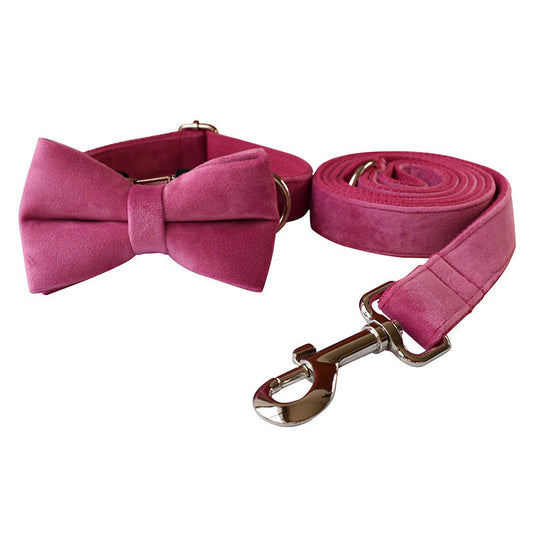 Rose Red Velvet Dog Rope Pet Neck Collar