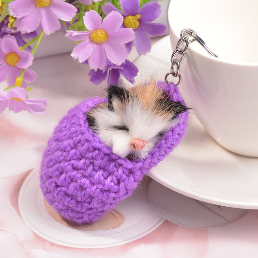 Sleeping cat key ring