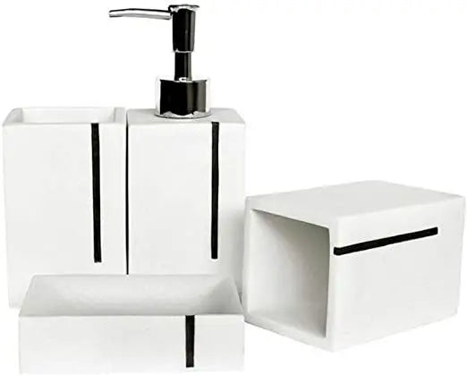 KTX-448915 Resin Bathroom Accessory Set - Elegant Hotel Quality Decor, Made in India