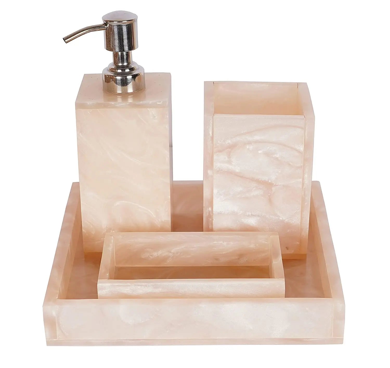 KTX-481683 Resin Bathroom Set with Toothpaste, Soap, and Lotion Dispensers - Custom Size Available