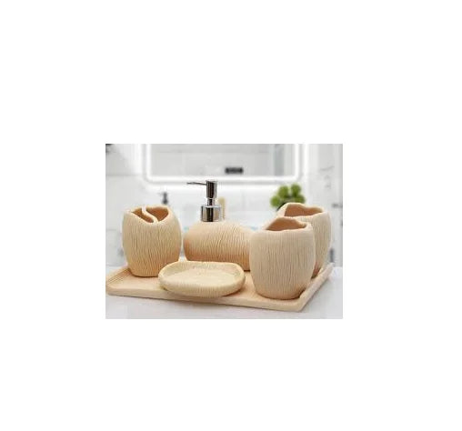 KTX-481683 Resin Bathroom Set with Toothpaste, Soap, and Lotion Dispensers - Custom Size Available