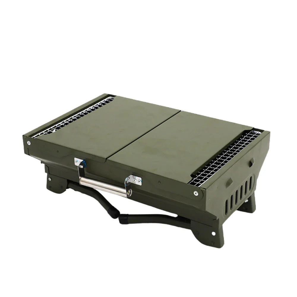 KTX-531347 Portable Charcoal Folding BBQ Grill with Stainless Steel Construction for Outdoor Cooking