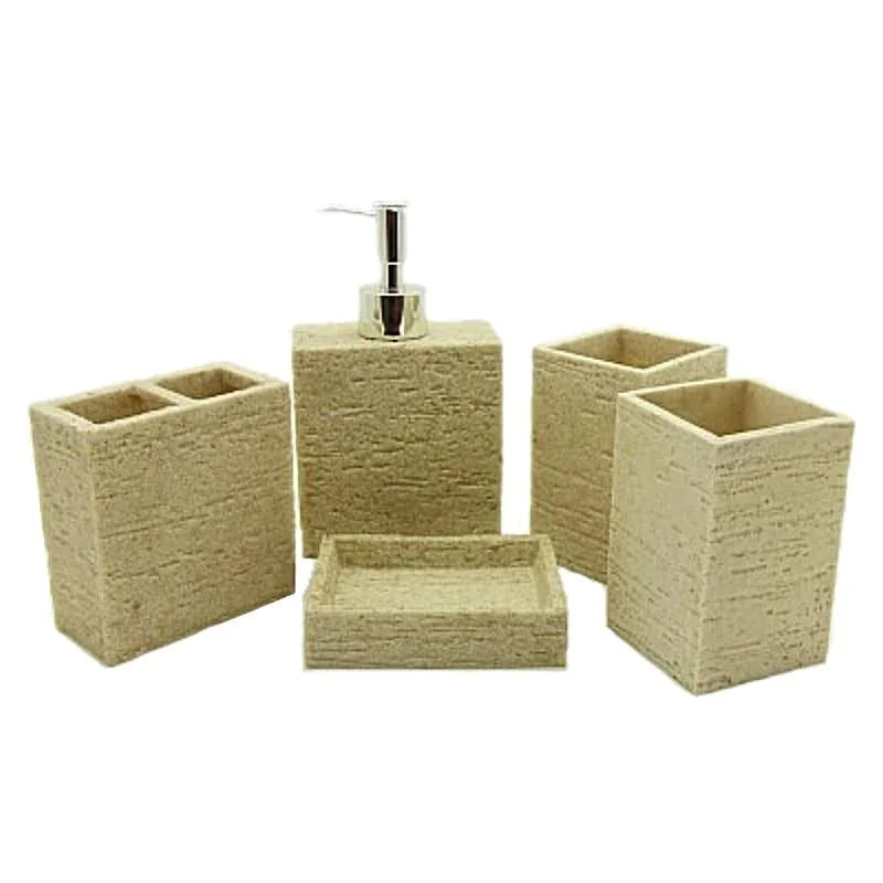 KTX-481683 Resin Bathroom Set with Toothpaste, Soap, and Lotion Dispensers - Custom Size Available