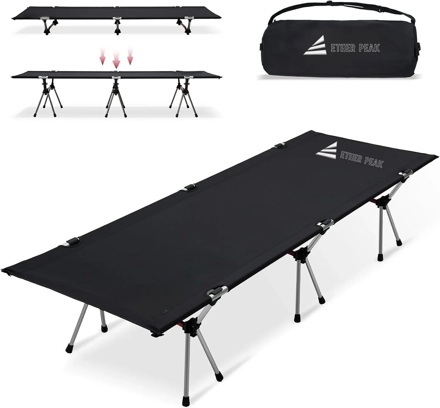 KTX-355667 Heavy Duty Portable Folding Camping Cot for Outdoor Use, Compact and Easy to Set Up Stretchers