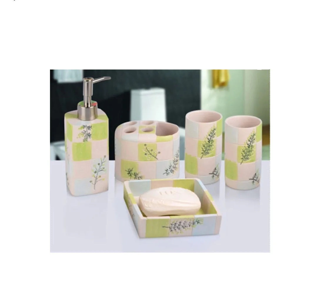 KTX-448915 Resin Bathroom Accessory Set - Elegant Hotel Quality Decor, Made in India