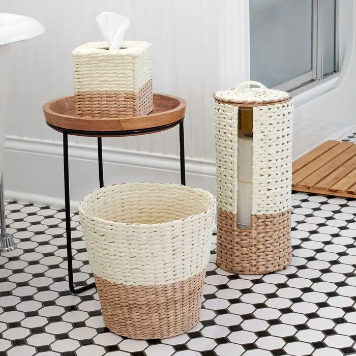 KTX-842131 3-Piece Water Hyacinth Bathroom Set for Functional Decor