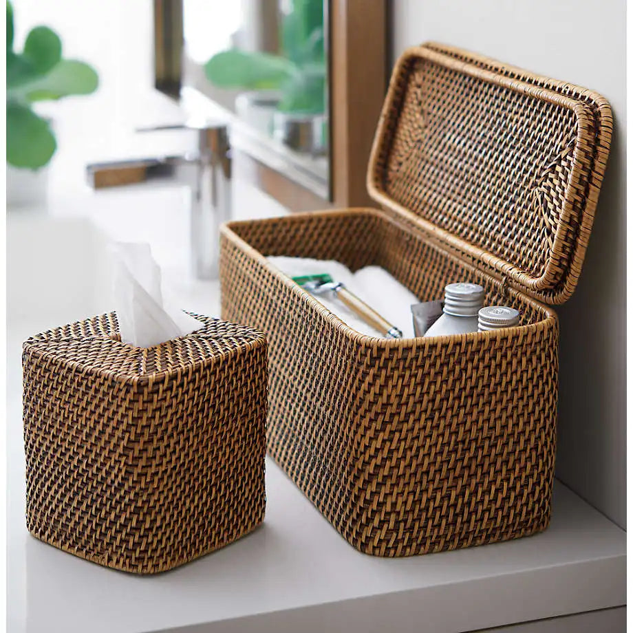 KTX-907667 Rattan Bathroom Accessories Set for Elegant Home Décor